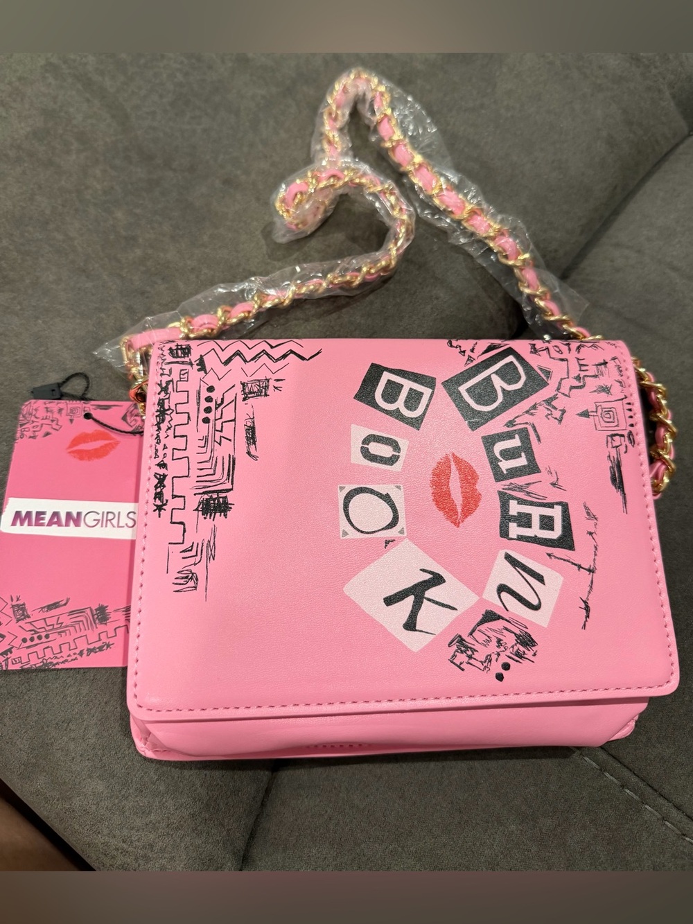 Pink Graphic Chain Shoulder Bag mean girls theme